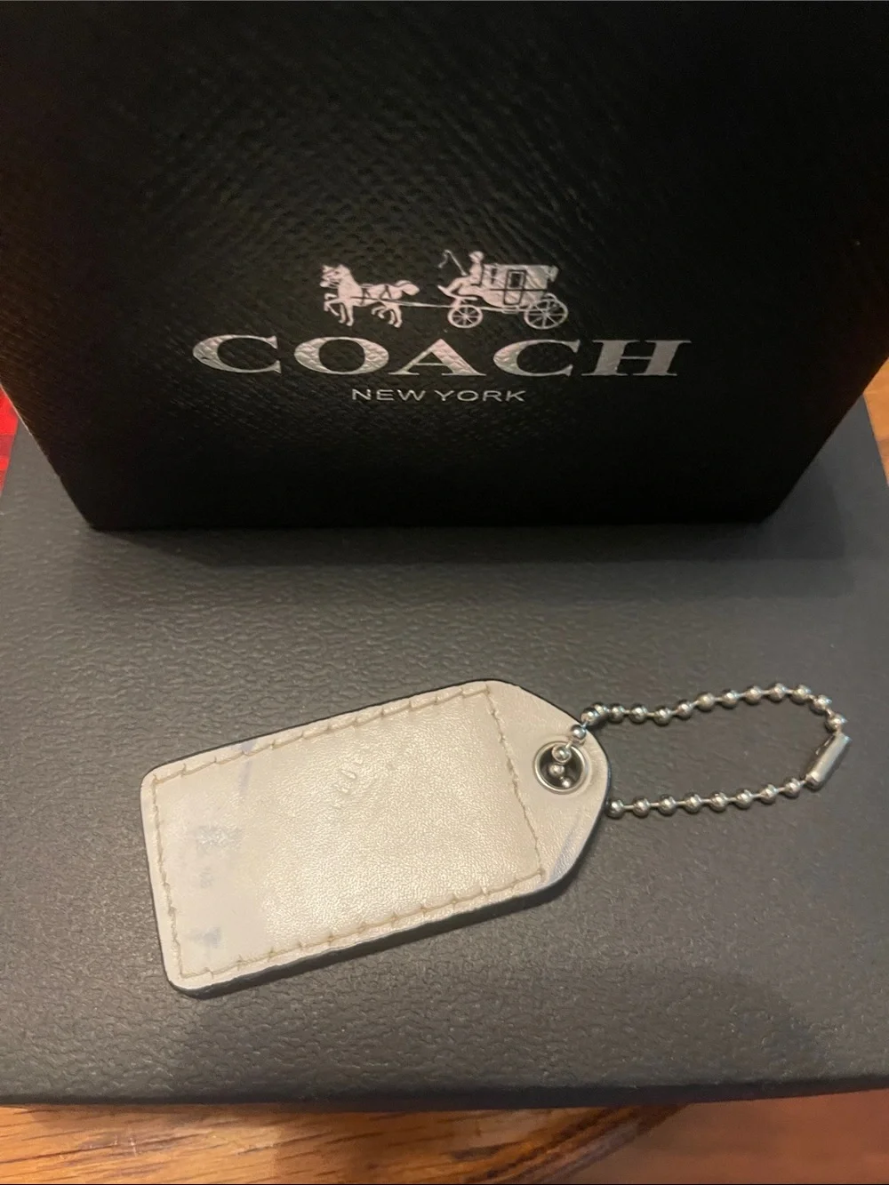COACH Vintage White & Teal Leather Bag Charm